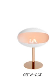 f-Cocoon Fires Pedestal Wit en Koper Bio-Ethanol haard