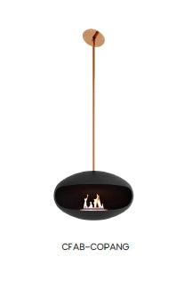 f-Cocoon Fires Aeris Zwart en Koper Schuine plafondmontage Bio-Ethanol haard