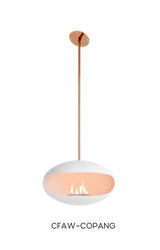 f-Cocoon Fires Aeris Schuine plafondmontage Wit en Kopere stang  Bio-Ethanol haard
