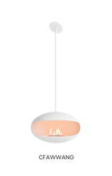 f-Cocoon Fires Aeris Schuine plafondmontage Wit en Witte stang  Bio-Ethanol haard