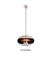 f-Cocoon Fires Aeris Schuine plafondmontage stang RVS en rvs DOME  Bio-Ethanol haard