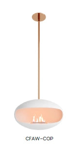 f-Cocoon Fires Aeris Wit en Kopere stang  Bio-Ethanol haard