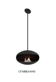 f-Cocoon Fires Aeris Zwart en ZWART  Schuine plafondmontage Bio-Ethanol haard