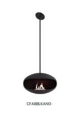f-Cocoon Fires Aeris Zwart en ZWART  Schuine plafondmontage Bio-Ethanol haard