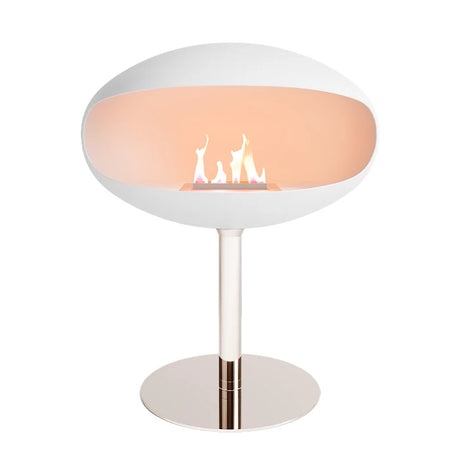f-Cocoon Fires Pedestal Wit en RVS  Bio-Ethanol haard