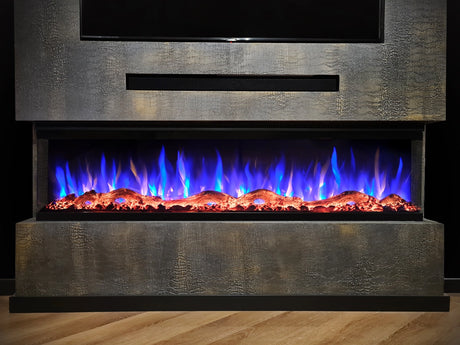 f-Valerio Fire PLATINA 165cm driezijdige elektrische sfeerhaard frontaanzicht