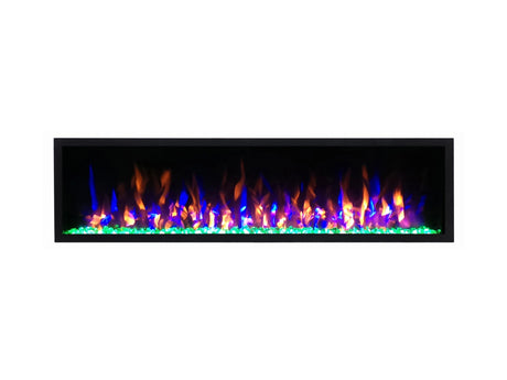 Valerio Fire Deluxe elektrische sfeerhaard 100 inch 254cm blauw oranje groen vlameffect
